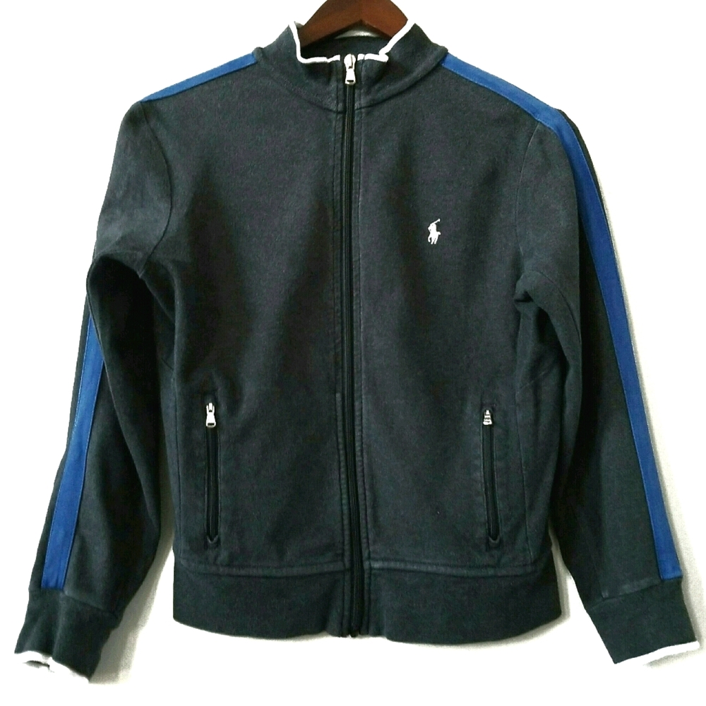 Polo Ralph Lauren Full Zip Mock Neck Preppy Track Jacket Sweatshirt • Boy's (M)